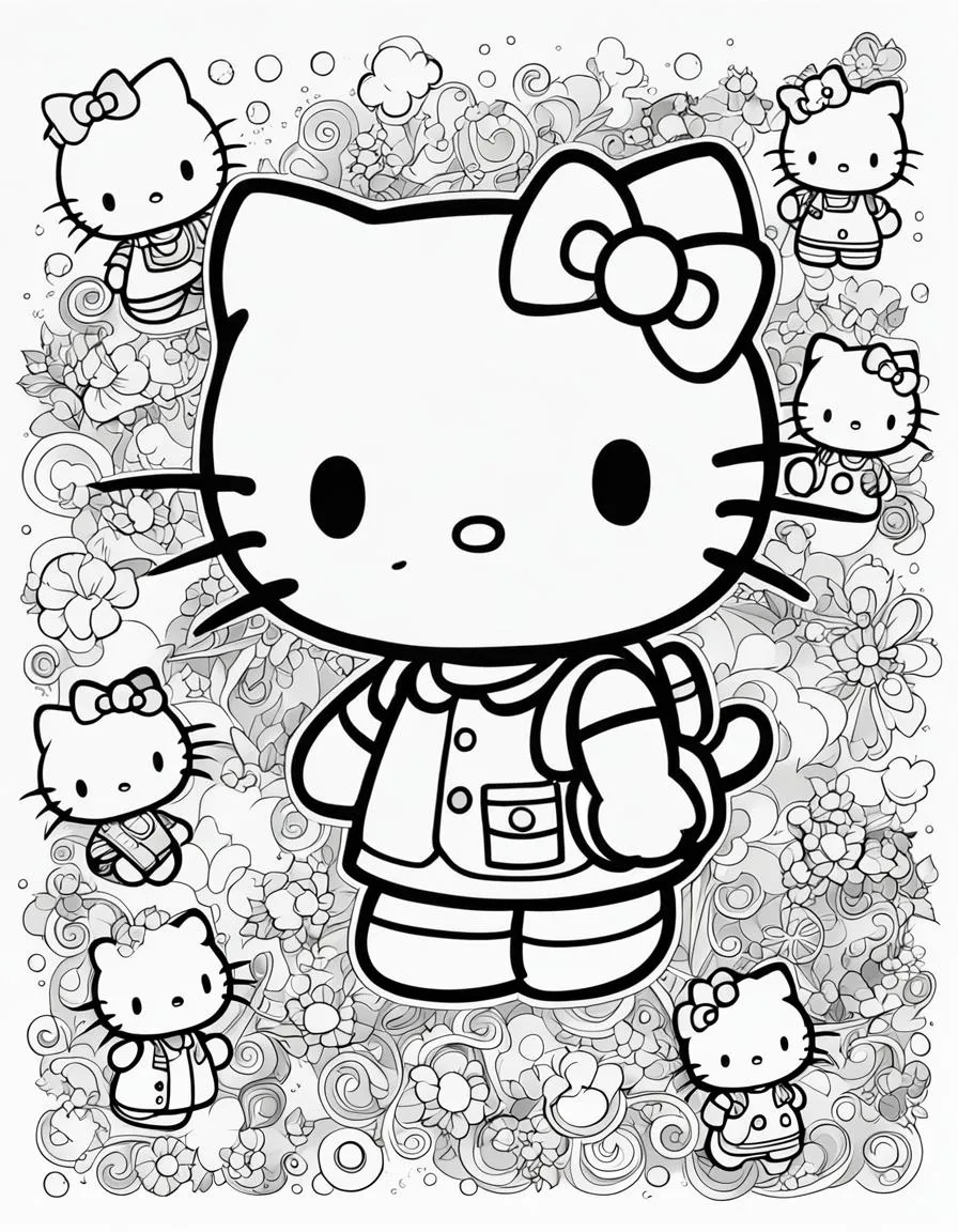 Süße Hello Kitty Malvorlage für Kinder