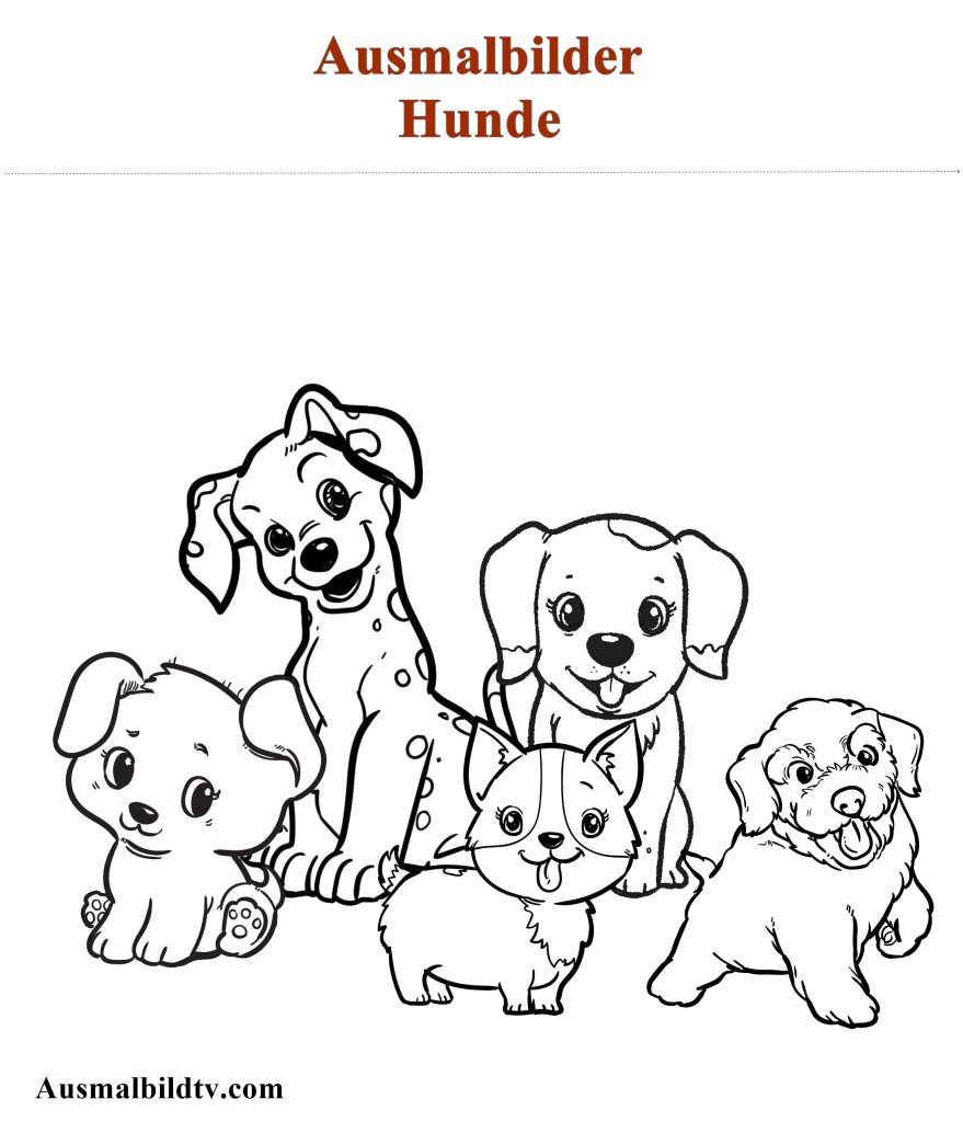 Tiere - Ausmalbilder Hunde für Kinder