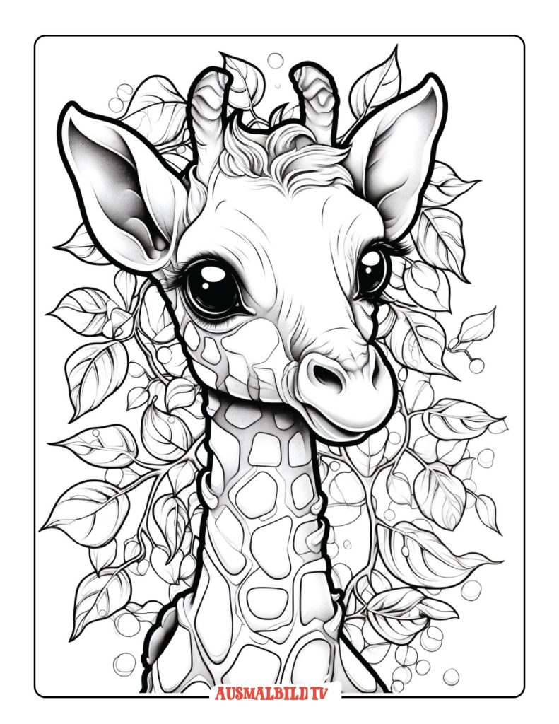 Ausmalbild Giraffe-Baby zum Ausdrucken zum Ausmalen