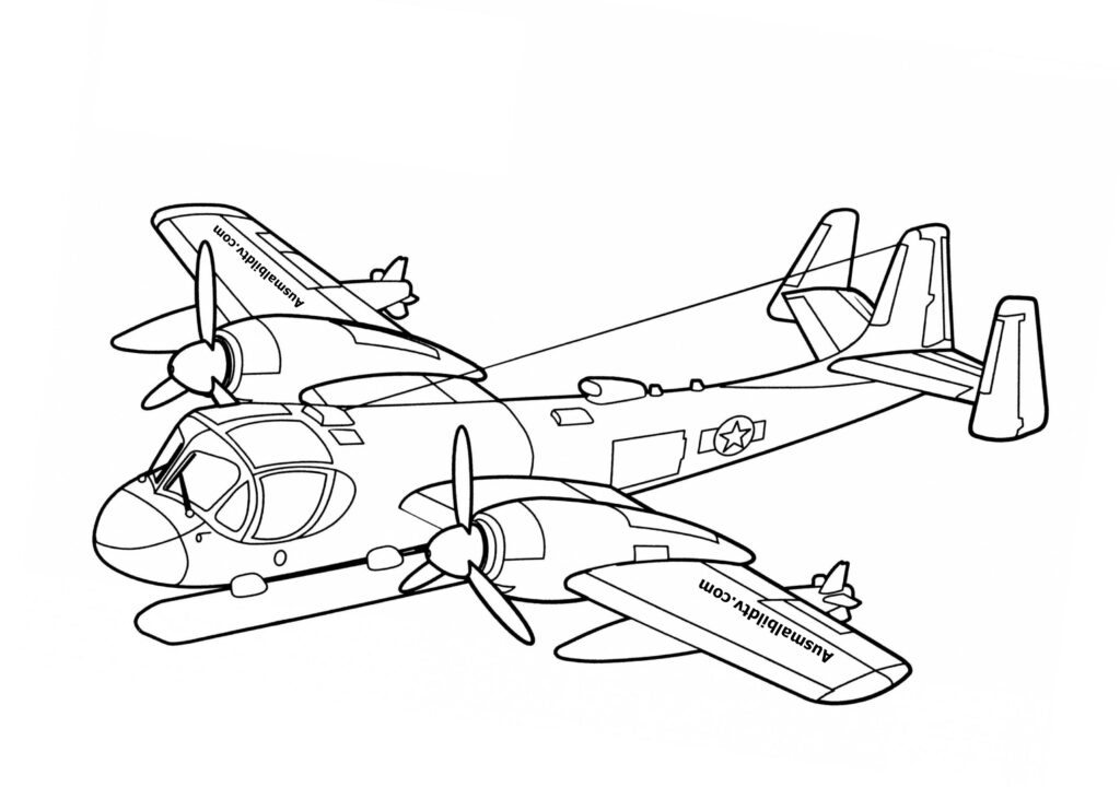 Ausmalbild Flugzeug - Militär und Zivilflugzeugen für Jungen